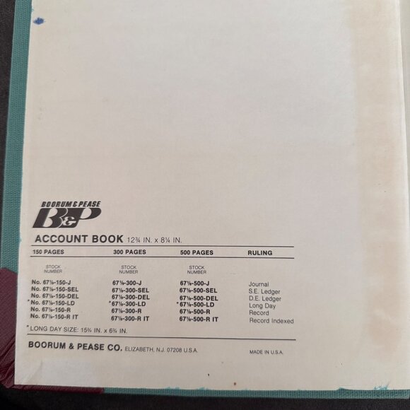 Boorum & Pease 67 Series Account Book With Ruling S.L. Ledger 150 Pages 12.5" X - Picture 3 of 6